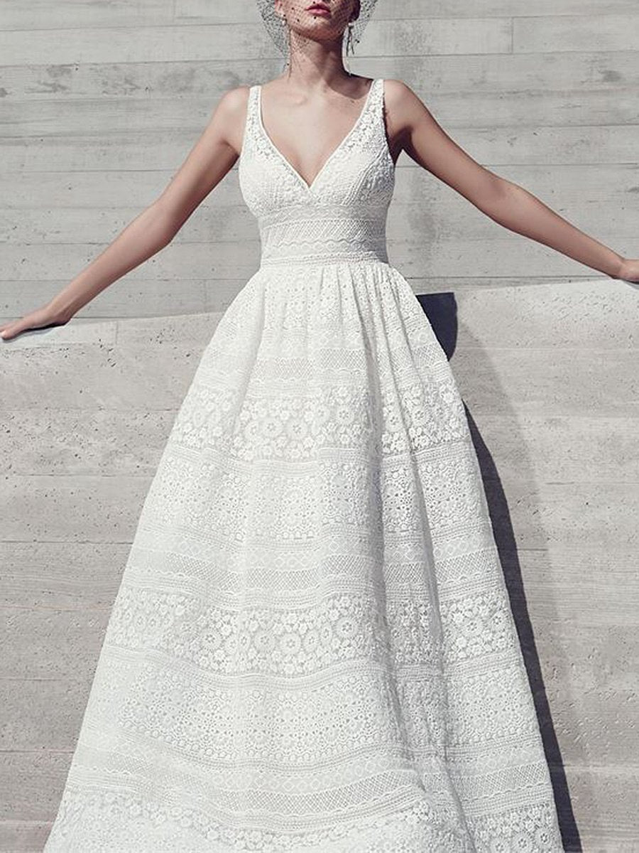 plain lace wedding dress