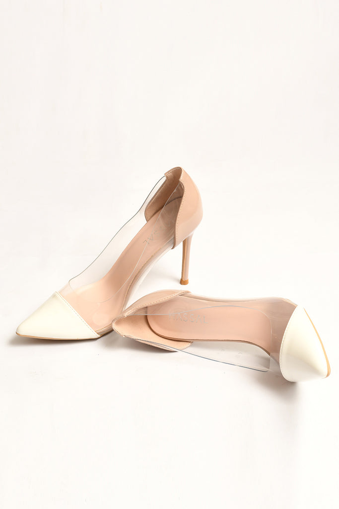 white pvc heels