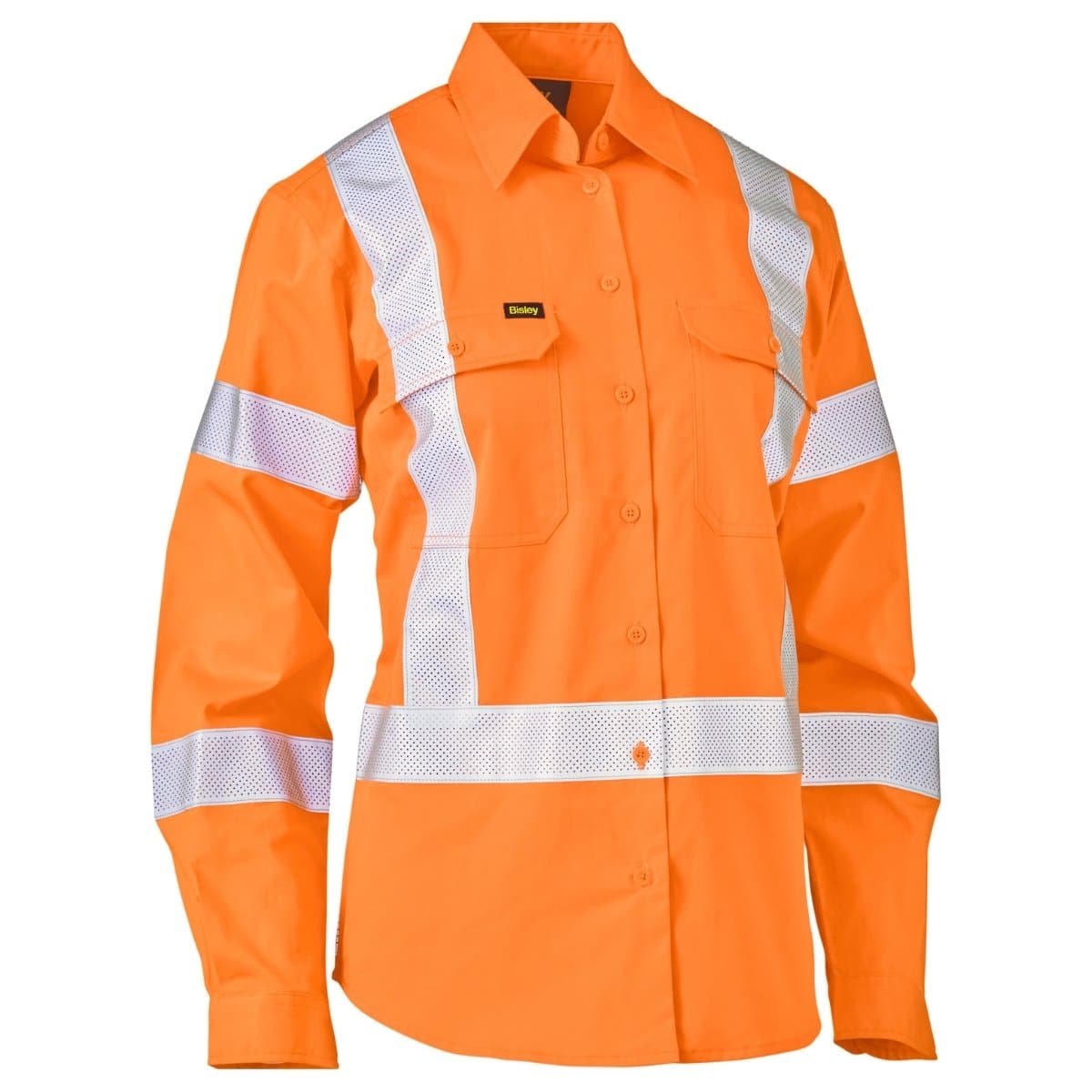 Bisley Women's Taped Hi Vis Cool Lightweight Drill Shirt -(BL6696T