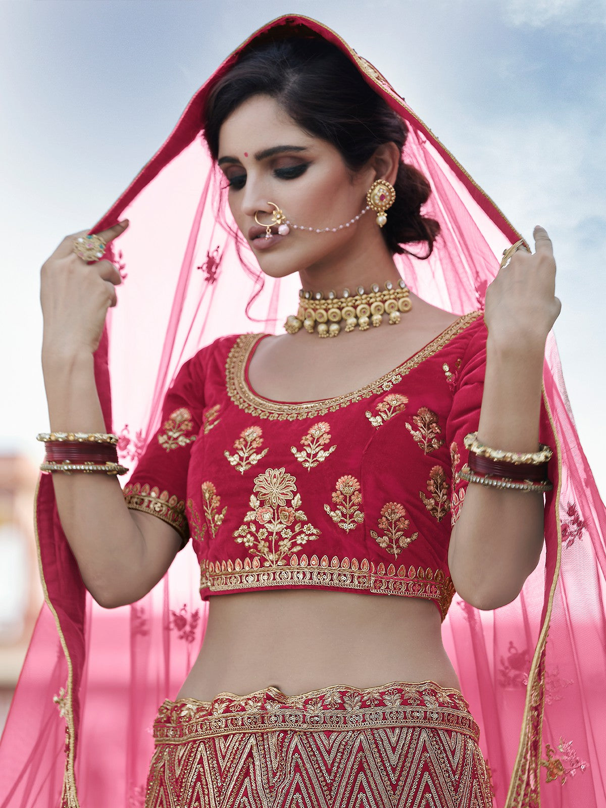 

Fancy Maroon Lehenga Choli