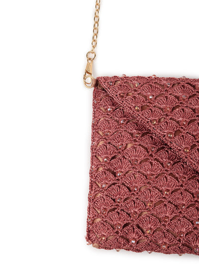Bronze Woven And Beaded Clutch