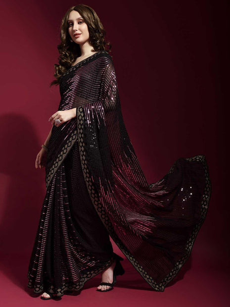  WOMEN INDIAN DESIGNER READY TO WEAR GOWN SAREE PARTY FESTIVE  COCKTAIL WEDDING WEAR GIRLISH DRESS SARI BLOUSE 7684 (Black, 36) :  Clothing, Shoes & Jewelry
