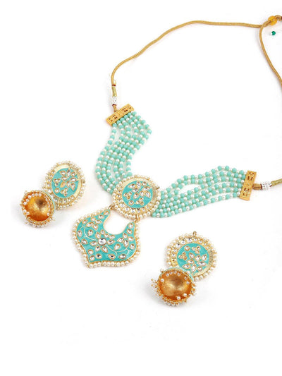 Enchanting Sea Green Necklace with Earrings - Odette