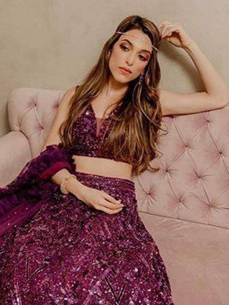 flashy purple lehenga choli set odette