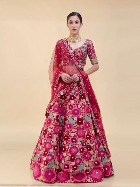 Buy Magenta Heavy Net Designer Lehenga Choli Online. – Odette