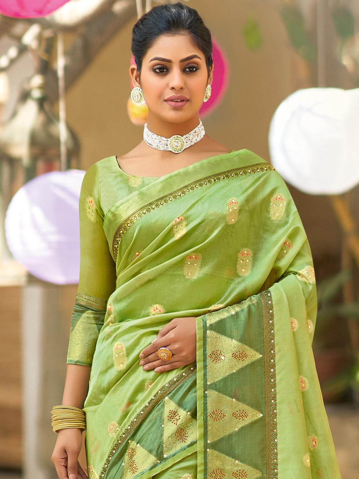 

Green Color Organza Saree