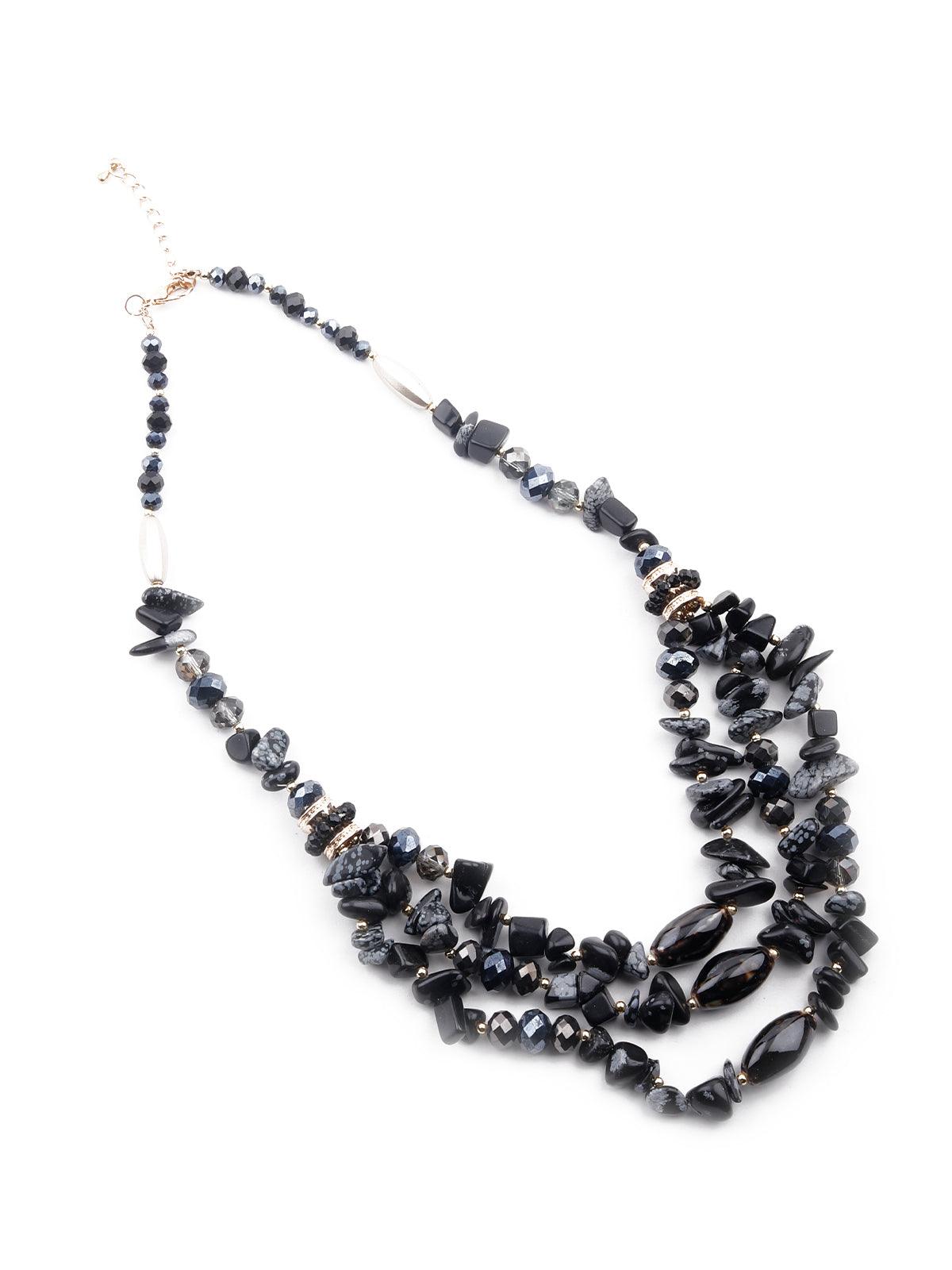 

Jet black beacy layered necklace