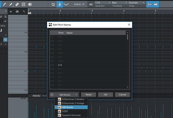 Studio One Pitchlist selector