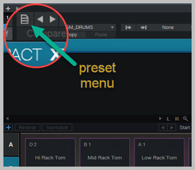 Impact XT preset menu