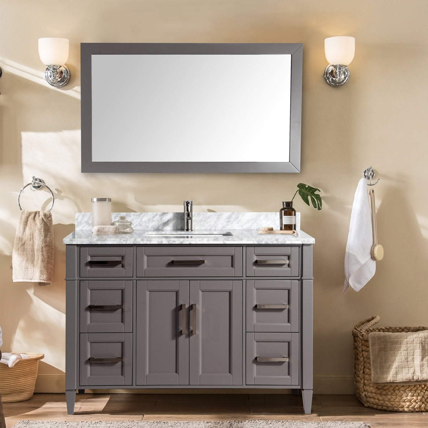 Sydney 60 Single Sink Bathroom Vanity Set With Sink And Mirror