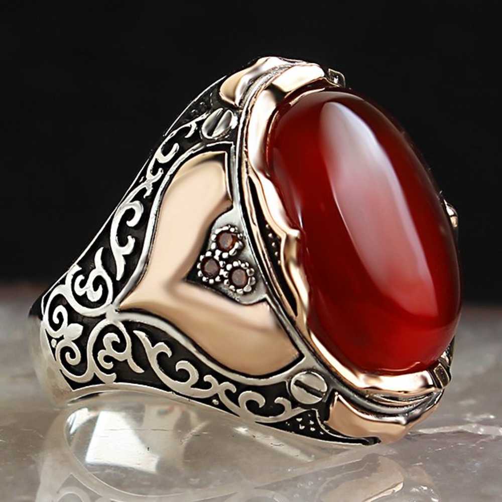 Carnelian Agate Aqeeq 925 Sterling Silver Elegant Mens Ring ...