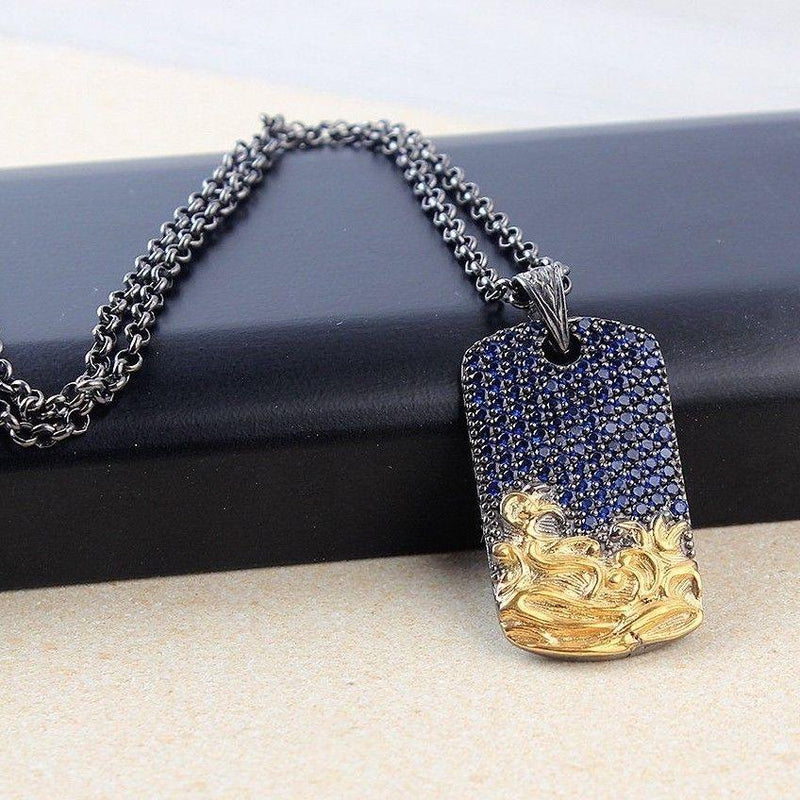 Luxury Sapphire Stone 925 Sterling Silver Mens Necklace   Luxury Sapphire Stone 925 Sterling Silver Mens Necklace Silverbazaaristanbul 974913 800x 