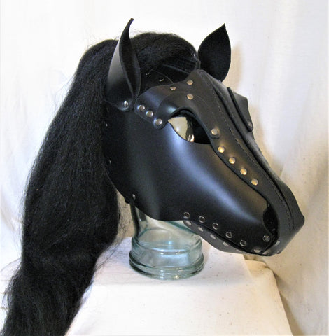 Leather Horse Mask, Cosplay Pony Play Hood, Horse Head Handmade