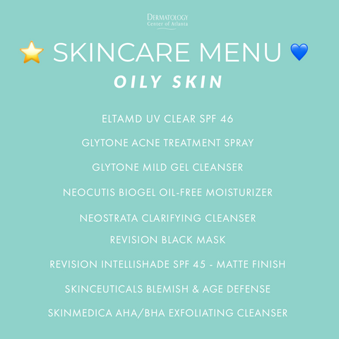 Skincare Menu Oily Skin