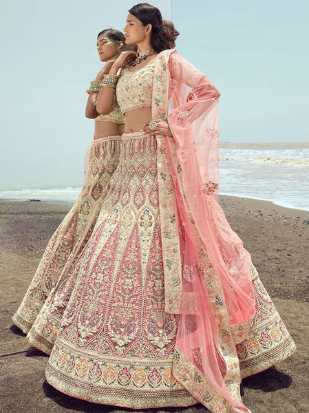 Wedding Designer Pink Chinon Silk Lehenga Choli - VIRASAT - 3813256