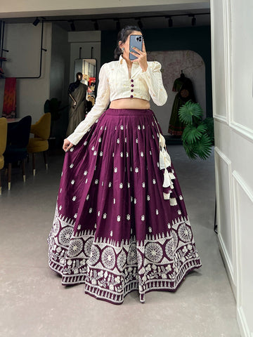 Wine color Lehenga