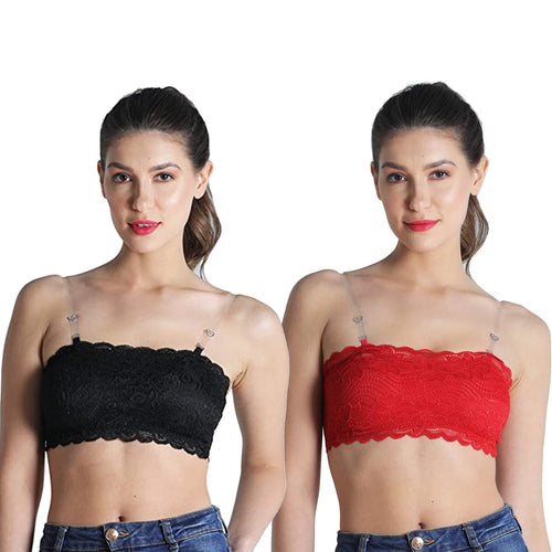 Padded Tube Top Bra (in Black, White or Nude) with Clear Straps