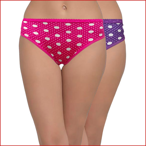 Deevaz Cotton Mid Waist Solid Hipster Panty Combo of 3- Hot pink