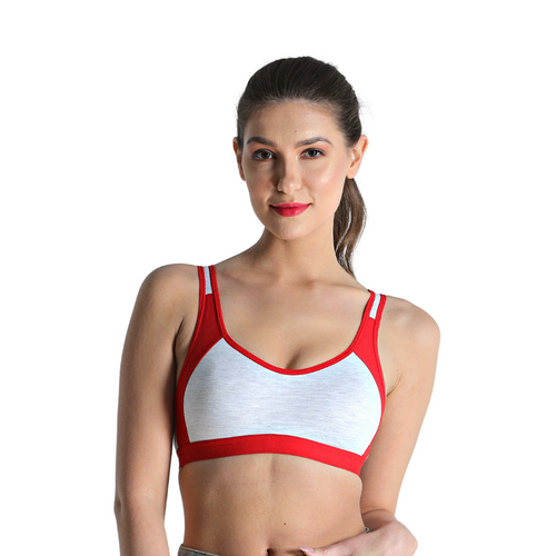 Deevaz Non-padded Cotton Rich Sports Bra in Burgundy Melange