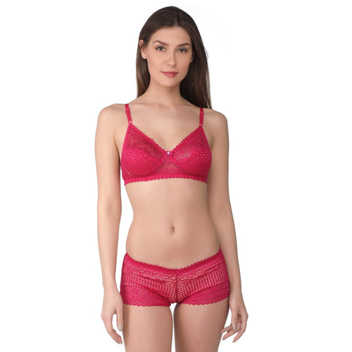 Bridal Lace Bra and Panty Set - Pink and Black 2 Set, Lingerie, Bra and Panty  Sets Free Delivery India.