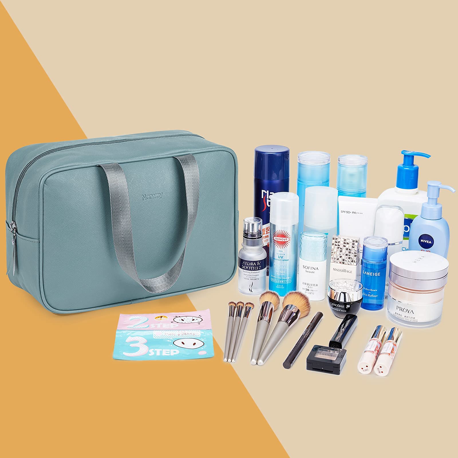 NW5022 Travel Makeup Bag Large size Cosmetic Bag PU Make up Case Organizer  SALE – narwey