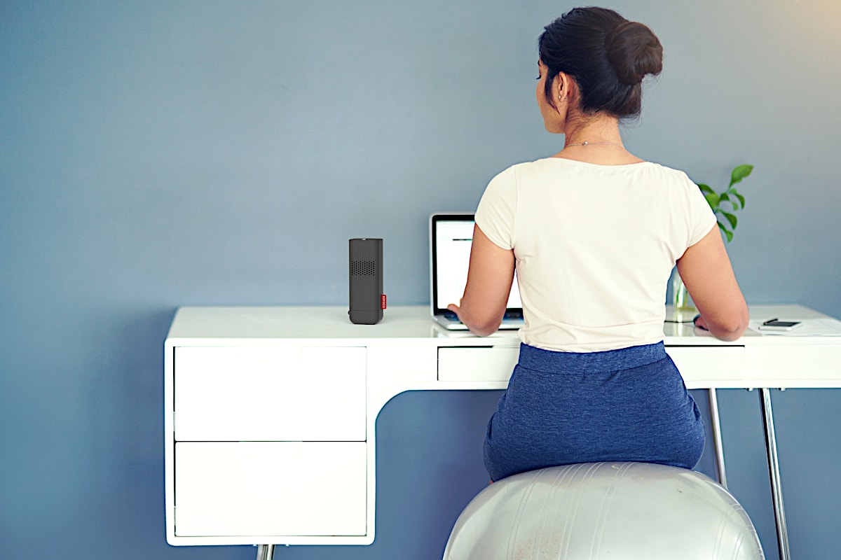 Boneco P50 Portable Aroma Diffuser And Ioniser Black On Desk In Office - Aerify