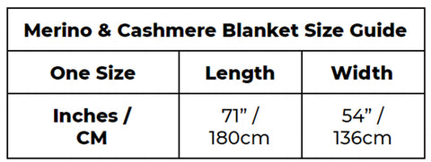 Merino Cashmere Size Guide