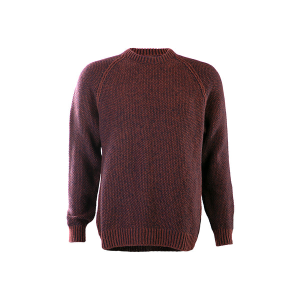 Red & Navy Seed Stitch Crew Neck Sweater