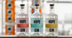 hope distillery gin range with hope african botanicals hope london dry and hope mediterranean