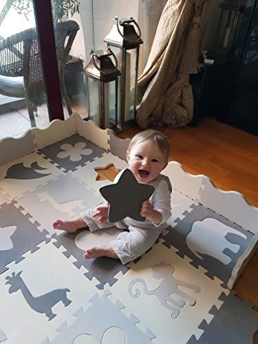 Large Soft Foam Baby Play Mat Premium Grey Interlocking Floor Tiles