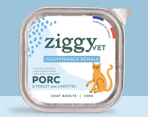pâtée Ziggy pour chat adulte souffrant d'insuffisance rénale chronique