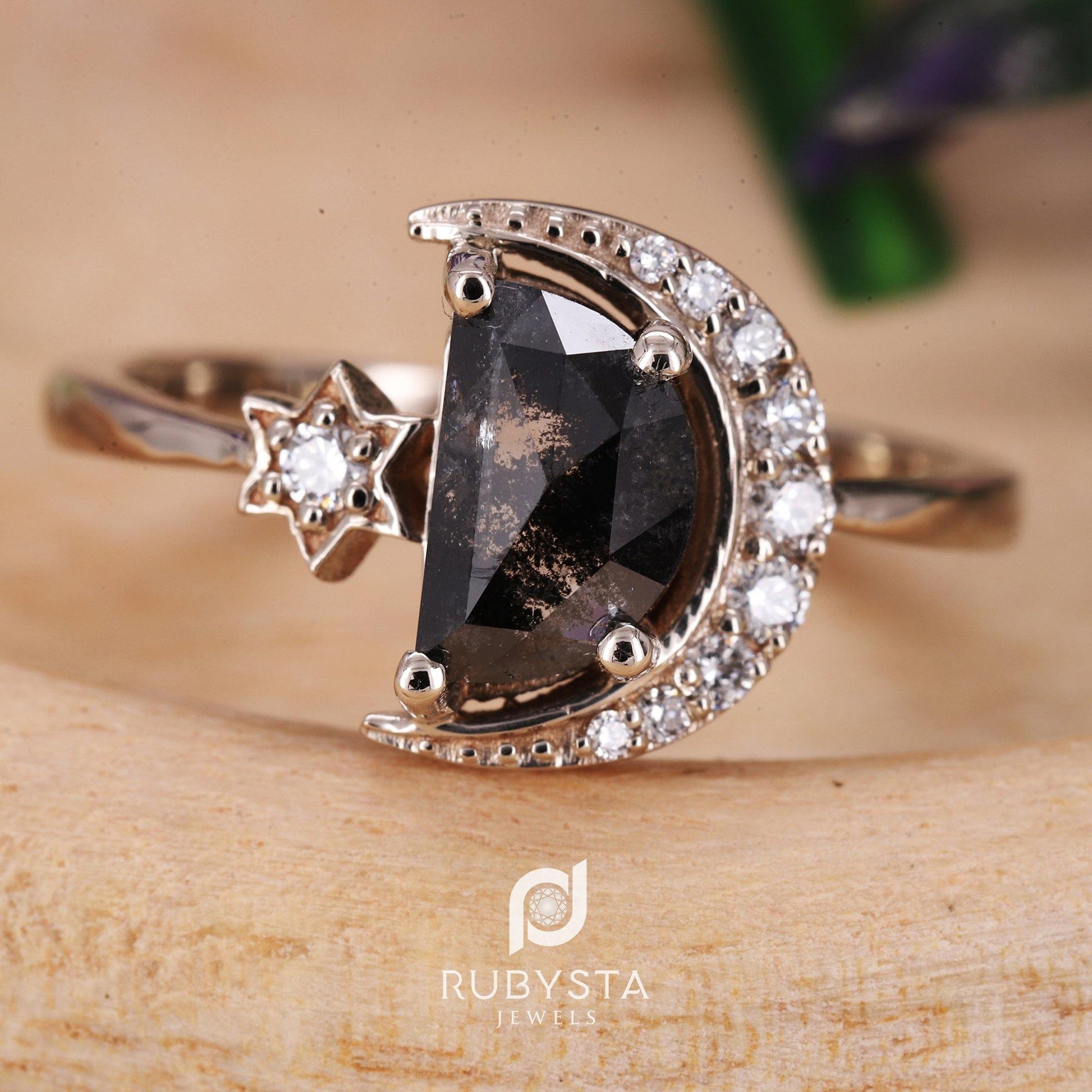 half moon diamond ring