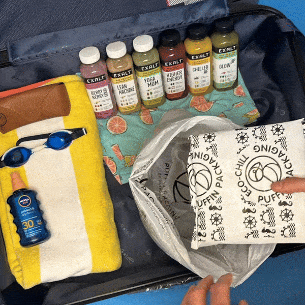 Packing EXALT product into a suitcase
