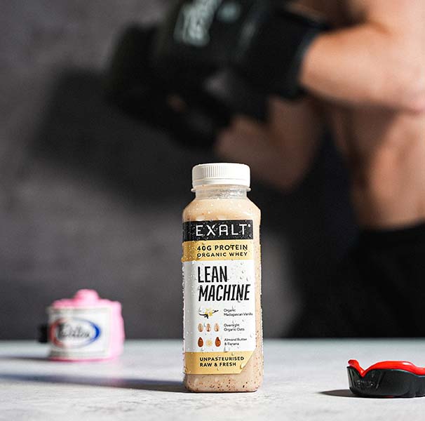 a man boxing with EXALT protein shale