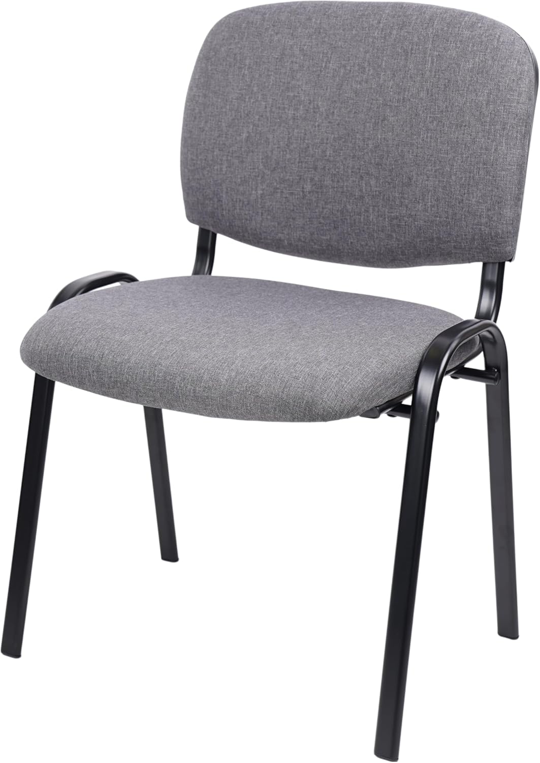 Waiting Room Stacking Chairs with Upholstered Fabric Seat and Back Support Stackable Guest Chairs Grey - Set of 2