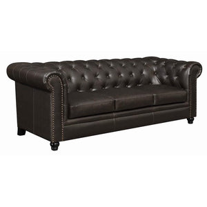 Roy Rolled Arm Tufted Sofa Brown