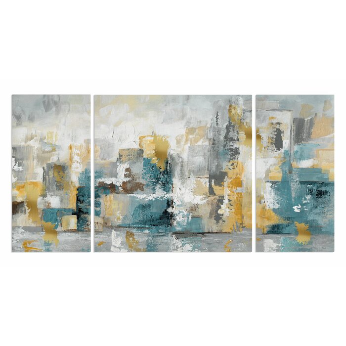 'City Views I' Multi-Piece Image on Wrapped Canvas - 24" x 48" (#K5100)