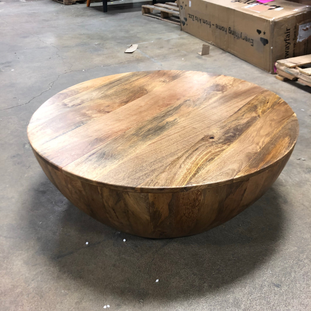 beliveau solid wood drum coffee table