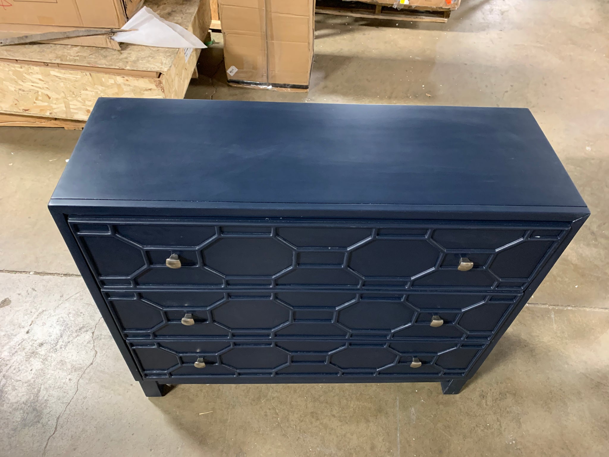 Navy Blue Rosen 3 Drawer Accent Chest Salvage & Co Indy