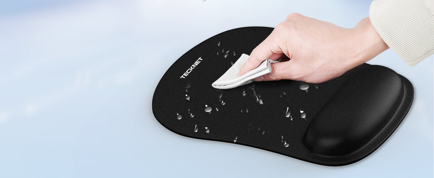 TECKNET Mouse Mat with Memory Foam Rest Non-slip Rubber base Mice Pads