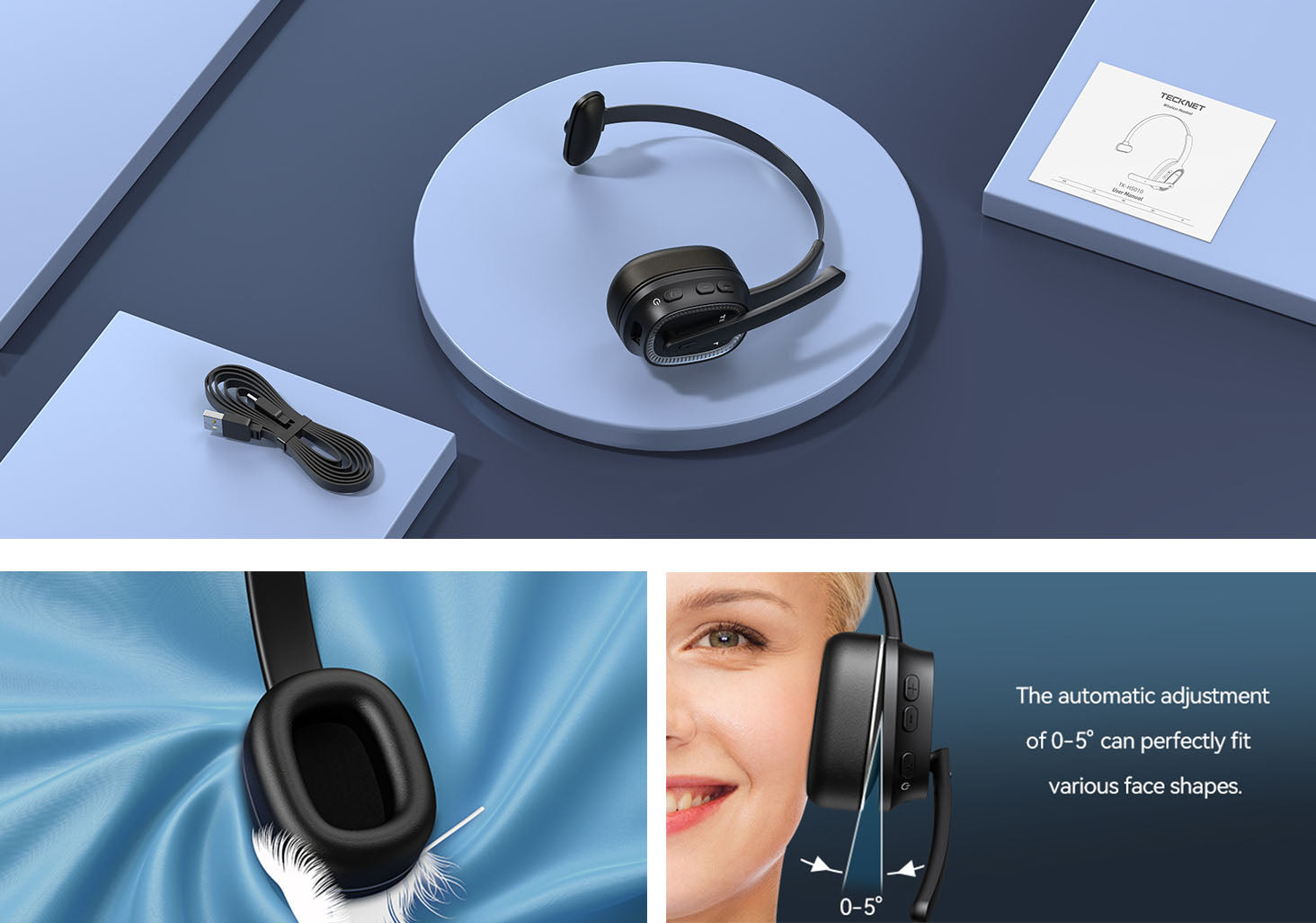 TECKNET Bluetooth Headset Wireless Headset