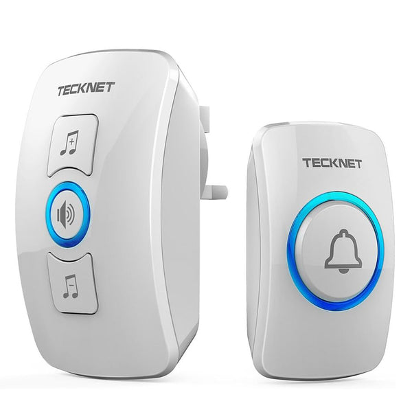 TECKNET Self-Powered Wireless Doorbell Plug in Cordless Door Chime wit