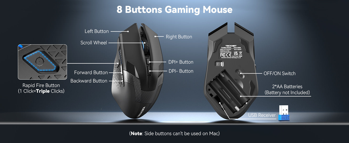 TECKNET Programmable Wireless Gaming Mouse