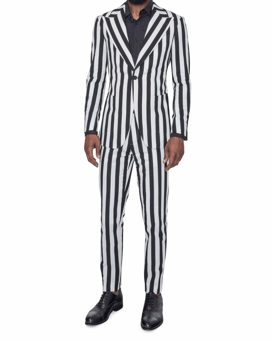 Sean Black and White Striped Suit – WELTHĒ NYC