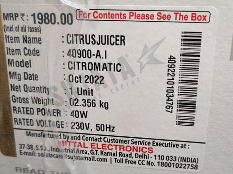CITROMATIC The Expert Citrus Juicer - Sujata Appliances
