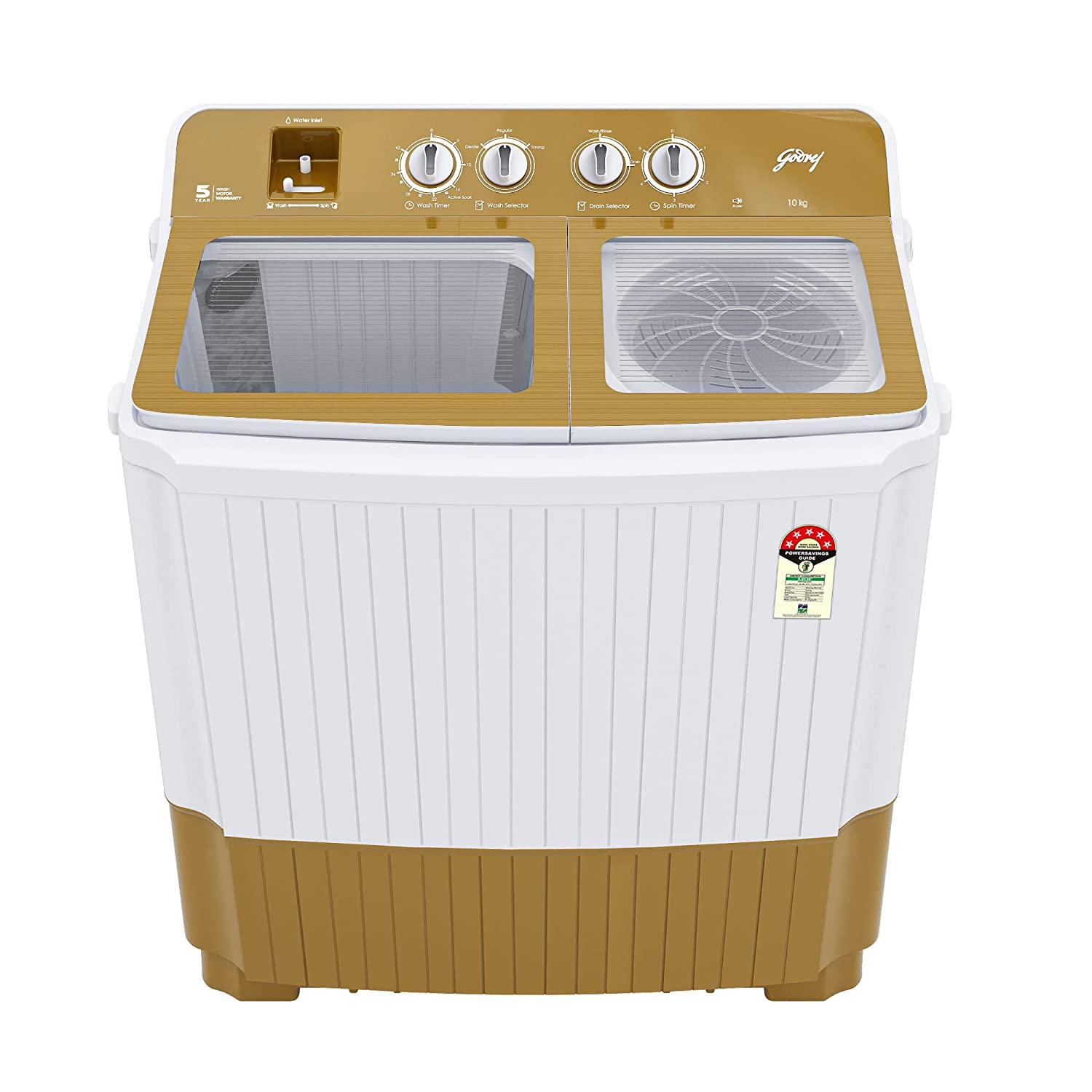 Godrej AXIS 10 Kg 5 star Semi-Automatic Top Loading Washing Machine ( WSAXIS VX 100 5.0 TB3 ROGD, Royal Gold, Toughened Glass Lids)