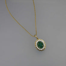 Load image into Gallery viewer, Zambian Emerald Double Layer Pave Pendant in Gold
