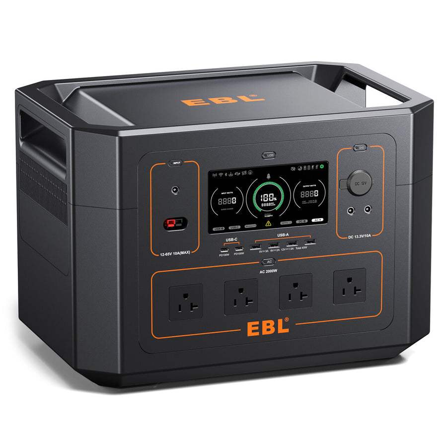 EBL Portable Power Station, Solar Generator 1000W and 2X 100W Portable  Solar Panel with 2 x AC Outlets, 3 x QC3.0 USB, and PD60W port for Outdoor
