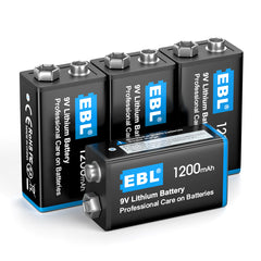 Non-Rechargeable 1200mAh 9V Lithium Batteries