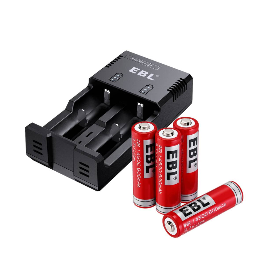 Shop RCR123A 16340 Batteries 750mAh with Battery Charger – EBLOfficial
